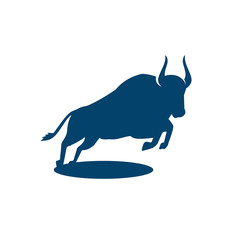 shilhoutte of bull buffalo logo design. simple bison vector logo illustrations