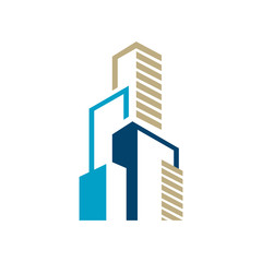 Fototapeta premium Modern Colorful Realty Skyline Building logo design graphic style.