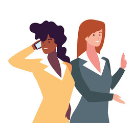 cute businesswomen with various views, poses and gestures