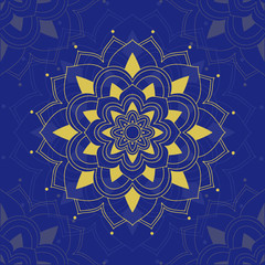 Mandala patterns on blue background