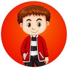 Happy boy on round background