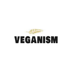 Calligraphic and typographic Handwritten veganism lettering, for vegan vegetarian people. Vector illustration, food design.