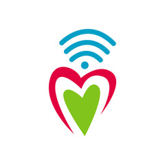 wifi love logo Vector. Heart shape and wifi sign Logo symbol Concept illustration