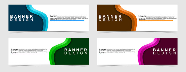 Set of abstract vector banners design. Collection of web banner template. modern template design for web, ads, flyer, poster with 4 different colors on grey background