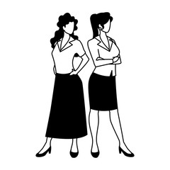 cute businesswomen with various views, poses and gestures