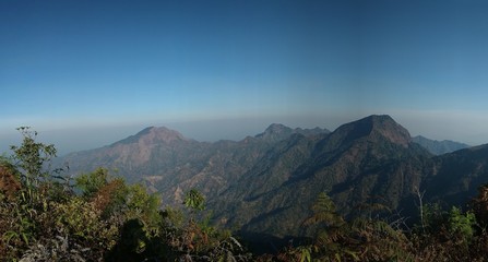 Beautiful of mountain view at morning from far away.  this is a part of muria mountain in kudus, jepara and pati regency, central java indonesia