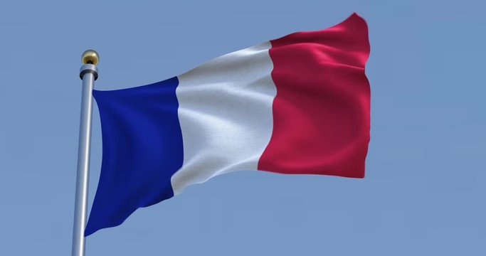 France flag in front of a clear blue sky, 3d render
