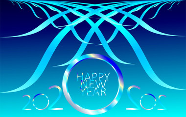 Happy new 2020 year Elegant gold text with light. Minimalistic template