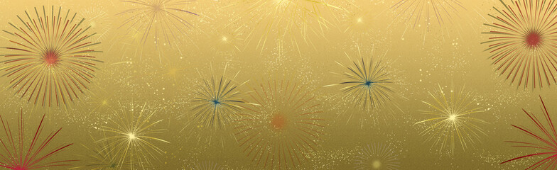 あけましておめでとう背景 花火 Happy new year banner fireworks
