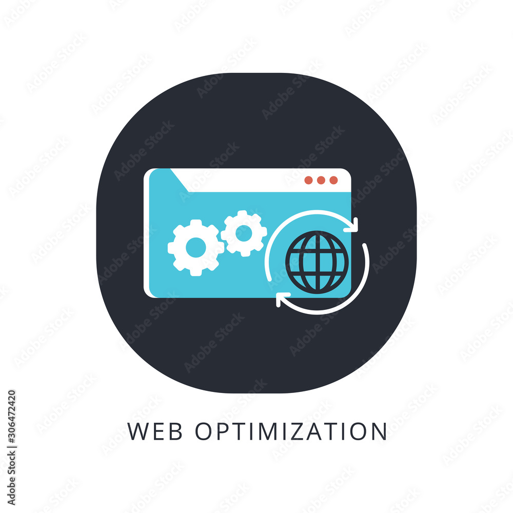 Aufkleber modern flat design isometric concept of seo optimization for website and mobile website.