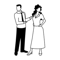 business couple standing on white background