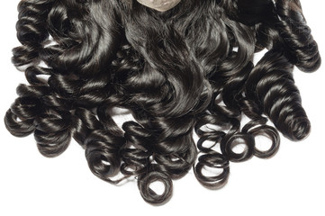 loose spiral wavy black human hair weaves extensions lace wigs