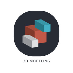 3D Modeling icon of 3 types design