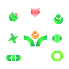 Obraz premium set of modern abstract logo design sign illustration symbol vector icon badge simple futuristic luxury gold animal business company branding reuse circle ball mirror element graphic art 