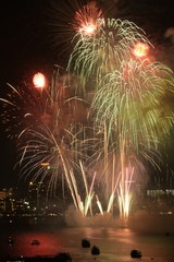 Fireworks show at pattaya beach 