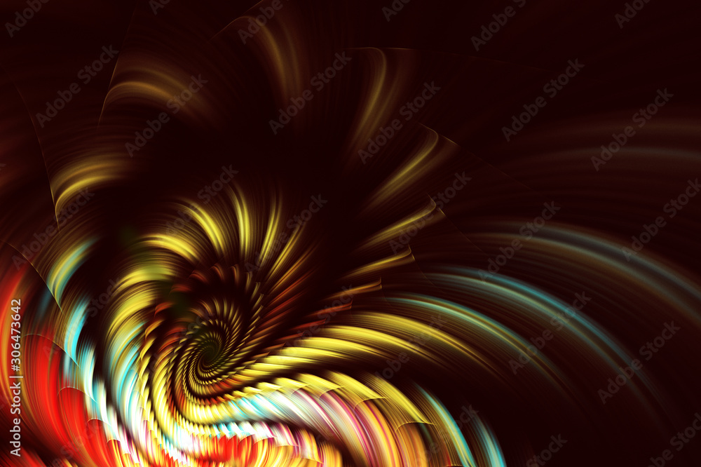 Poster abstract color dynamic background with lighting effect. fractal spiral. fractal art