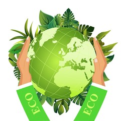 Planet earth save, concept ecological theme vector illustration