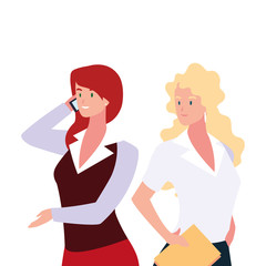 cute businesswomen with various views, poses and gestures