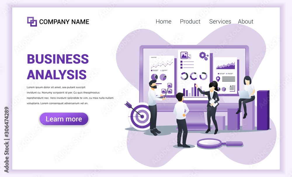 Aufkleber modern flat design concept of business analysis with characters. auditing, financial consulting. can