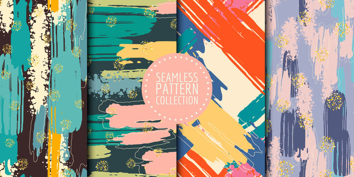 Abstract shapes seamless pattern collection. Vector design for paper, fabric, interior decor and cover