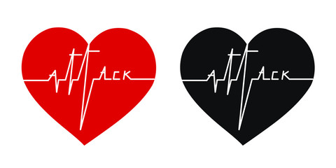 heart attack; heart with cardiogram that illustrated the word 'attack' (vector file) 
