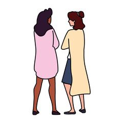 women of back position on white background