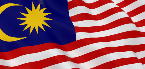 National Fabric Wave Closeup Flag of Malaysia