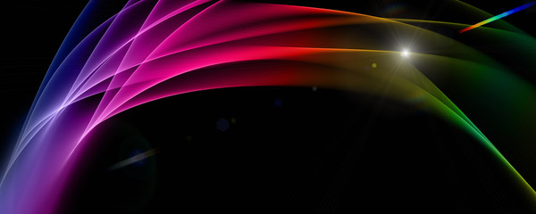 Futuristic wave panorama background design with lights