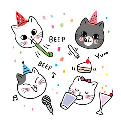 Cartoon cute cats celebration new year vector.
