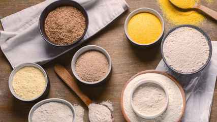 Fototapeta na wymiar Different types of baking flour