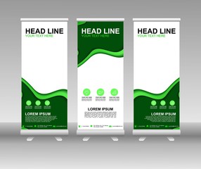 Roll up banner stand. Vertical Vector template design. Modern Flag Banner Design with abstract background can be used for Annual Report, Cover, Flyer, Magazine, Presentation, Poster, Website