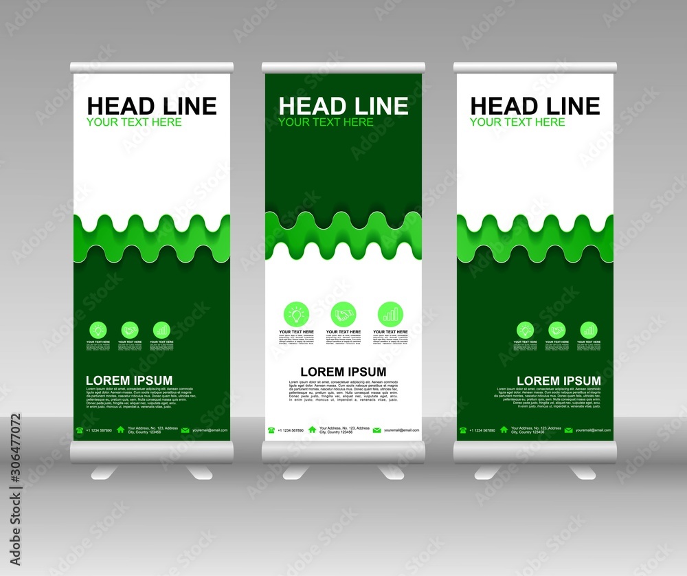 Canvas Prints roll up banner stand. vertical vector template design. modern flag banner design with abstract backg