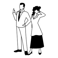 business couple standing on white background