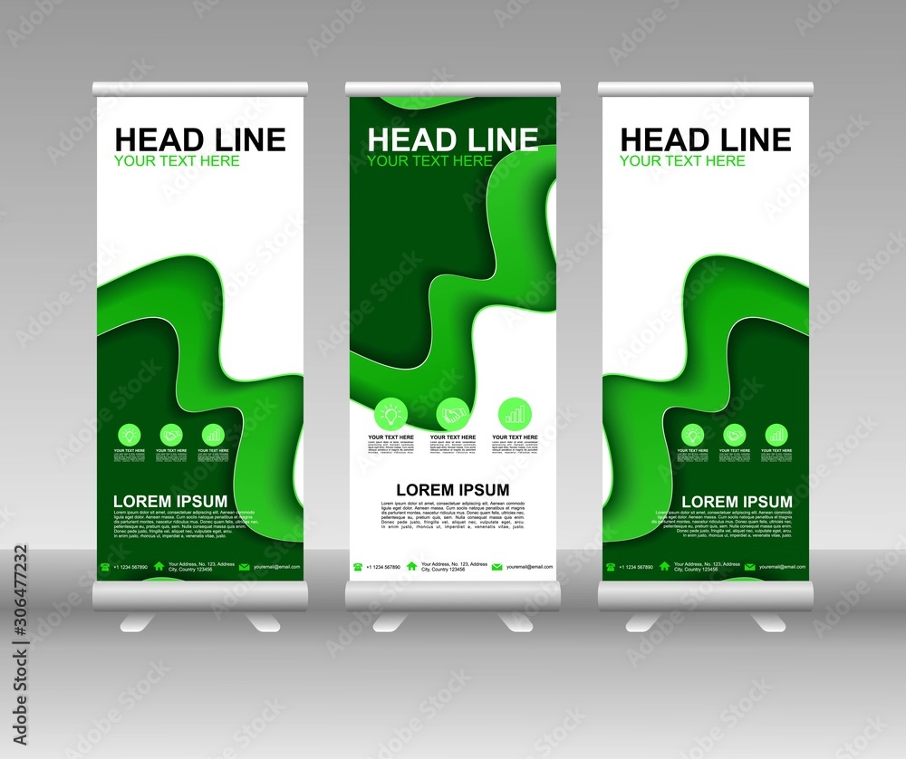 Canvas Prints roll up banner stand. vertical vector template design. modern flag banner design with abstract backg