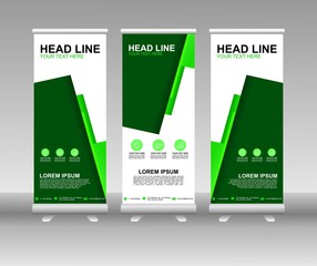 Roll up banner stand. Vertical Vector template design. Modern Flag Banner Design with abstract background can be used for Annual Report, Cover, Flyer, Magazine, Presentation, Poster, Website