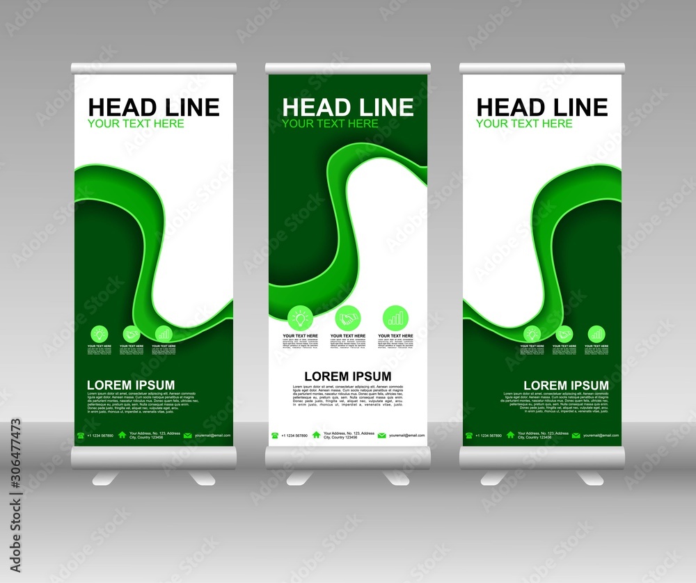 Canvas Prints roll up banner stand. vertical vector template design. modern flag banner design with abstract backg