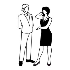 business couple standing on white background