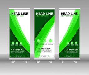 Roll up banner stand. Vertical Vector template design. Modern Flag Banner Design with abstract background can be used for Annual Report, Cover, Flyer, Magazine, Presentation, Poster, Website