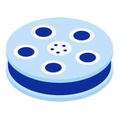 Fototapeta premium Film reel icon. Isometric of film reel vector icon for web design isolated on white background