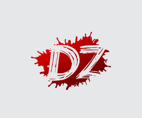 Obraz premium Initial D, Z and DZ flat splatter logo icon. Abstract ink splash design.