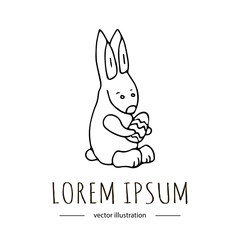 Hand drawn doodle Happy Easter cake with candle and eggs icon Cute vector sweet food illustration sketchy traditional symbol Cartoon celebration concept element isolated on white background