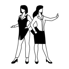 cute businesswomen with various views, poses and gestures