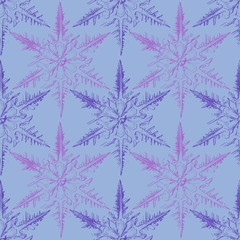 Large Snowflake Print Pattern. Seamless Rapport for Winter Holiday Background, Print, Textile, and Gift Wrap.