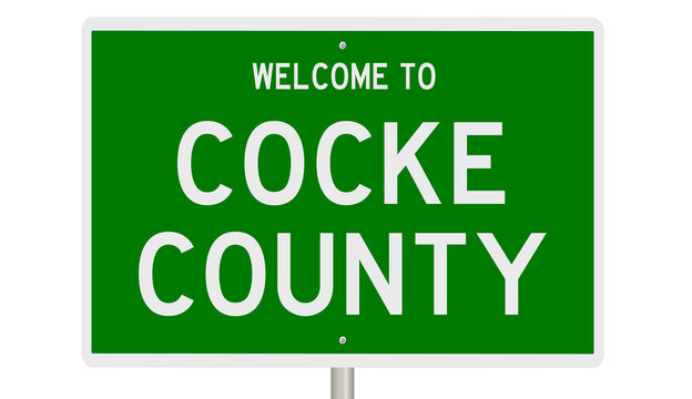 Rendering of a 3d green highway sign for Cocke County