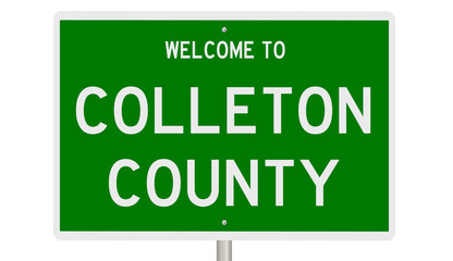 Rendering of a 3d green highway sign for Colleton County