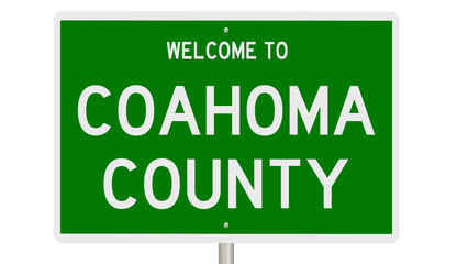 Rendering of a 3d green highway sign for Coahoma County