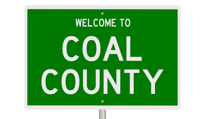 Rendering of a 3d green highway sign for Coal County