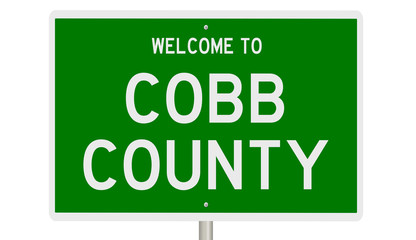 Rendering of a 3d green highway sign for Cobb County