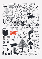 Set of various typographic arrows