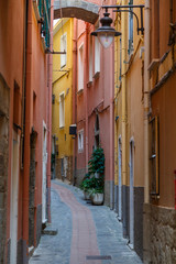 Fototapeta premium Narrow street in the centre of Manarola village, Cinque Terre land, Italy